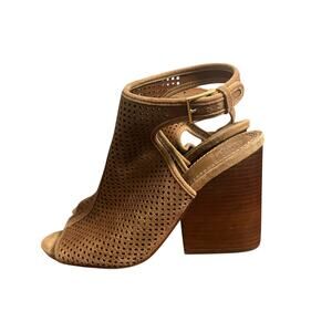 Tory Burch Brown Camel Perforated Suede Heels Size 9.5